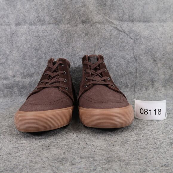 Polo Ralph Lauren Shoes Kids 5 Sneaker Chukka Casual Leather Canvas Boys Brown - Picture 3 of 14